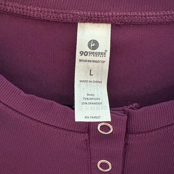 NWT 90 Degrees by Reflex Skylar Rib Henley Top – Winter Bloom – Size L - Picture 4 of 6